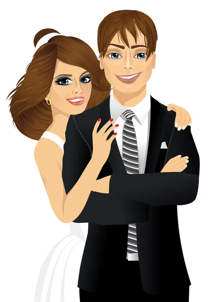 Portrait de belle mariée et marié — Image vectorielle