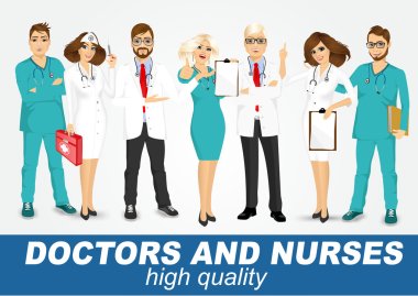 group of doctors and nurses set
