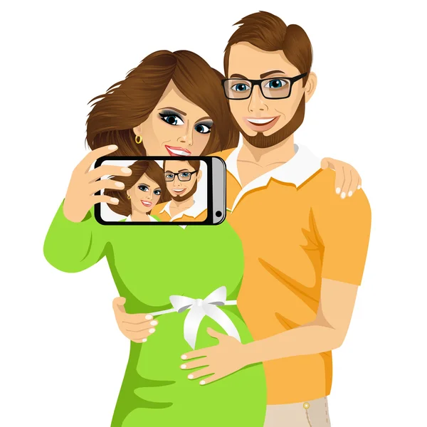 丈夫摸他怀孕的妻子的肚子 — 图库矢量图片