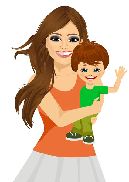 Friendly young mother with her little baby — Stock Vector