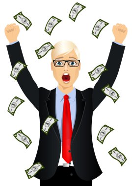 işadamı para faturaları yağmur görmek şaşırttı