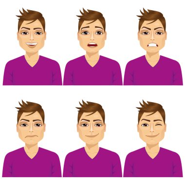 adam altı farklı yüz ifadeleri küme