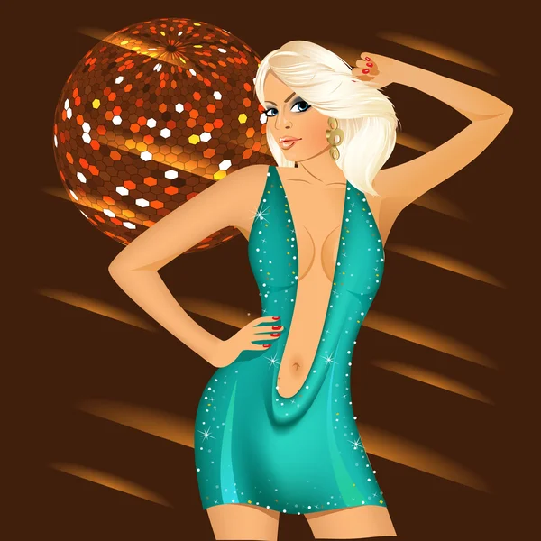 Sexy blonde fille en boîte de nuit — Image vectorielle