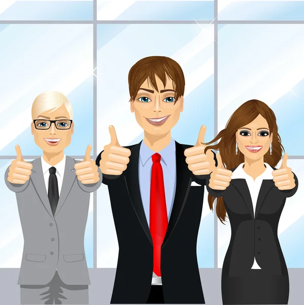 Empresários mostrando polegares em um escritório — Vetor de Stock