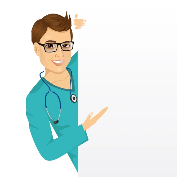 Verpleegster met een lege presentatie bord — Stockvector