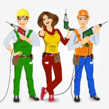 dizi iki sıhhı ve matkaplar ile handywoman