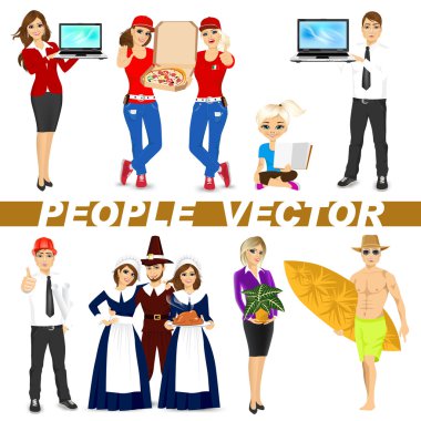set of diverse people characters clipart
