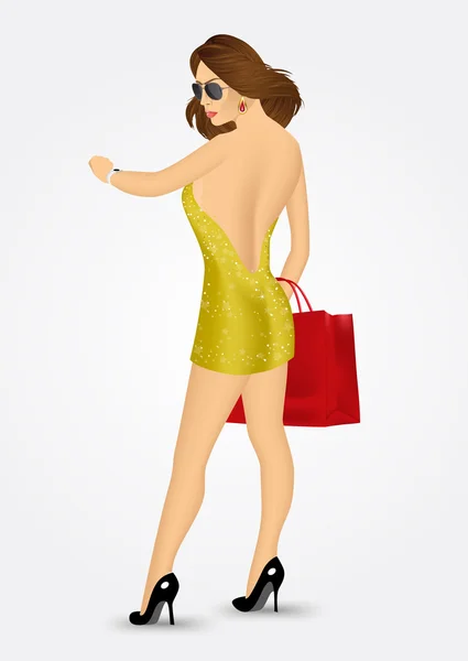 Žena s nákupní taškou — Stockový vektor