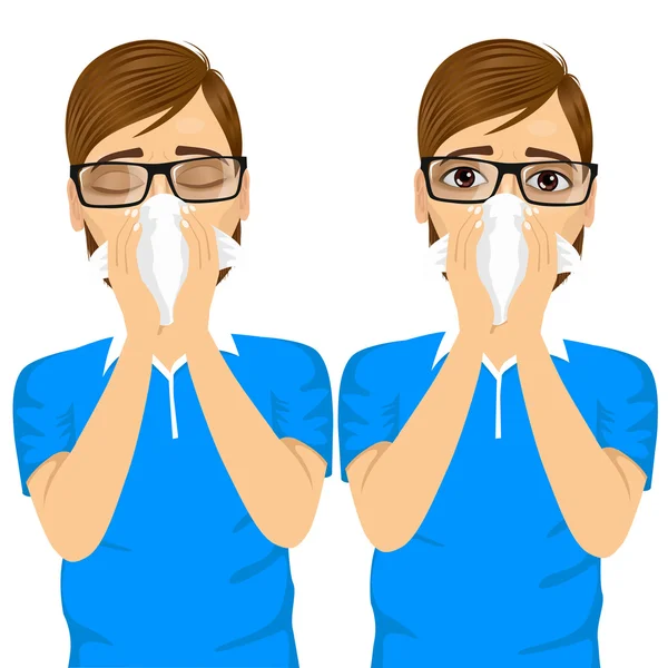 若い病人病気苦しみアレルギー — ストックベクタ