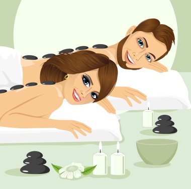 bir spa haritasında çekici genç Çift