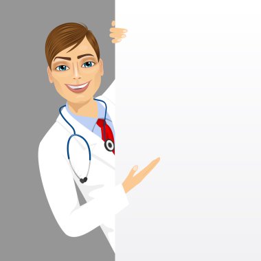 boş sunu kartı ile erkek doktor