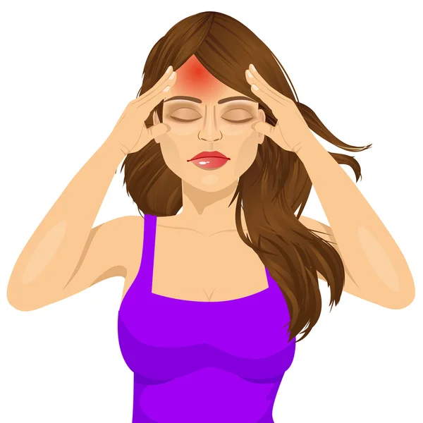 bir baş ağrısı acı onu tapınaklar dokunmadan kadın