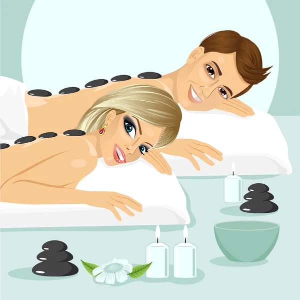 Vonzó fiatal házaspár egy spa — Stock Vector