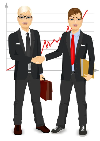 Dos hombres de negocios dándose la mano — Vector de stock