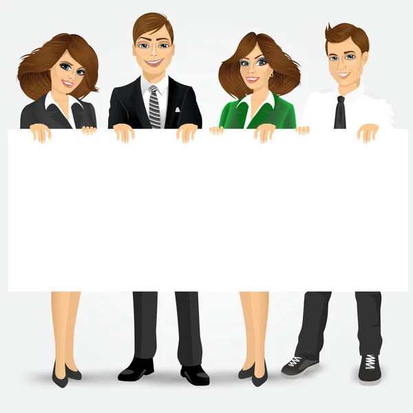 Businesspeople holding a blank billboard — Stock Vector