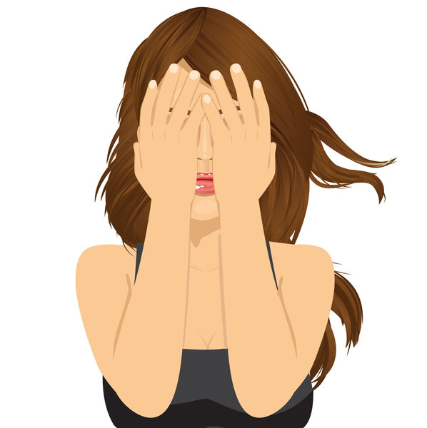 Женщина закрывает глаза руками
