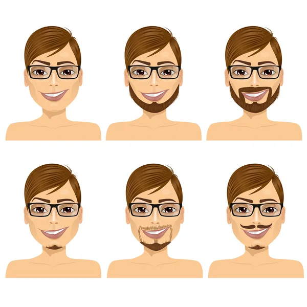 Homme avec différents styles de barbe — Image vectorielle