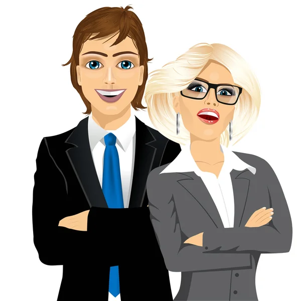 Business people standing with arms folded — Stock Vector