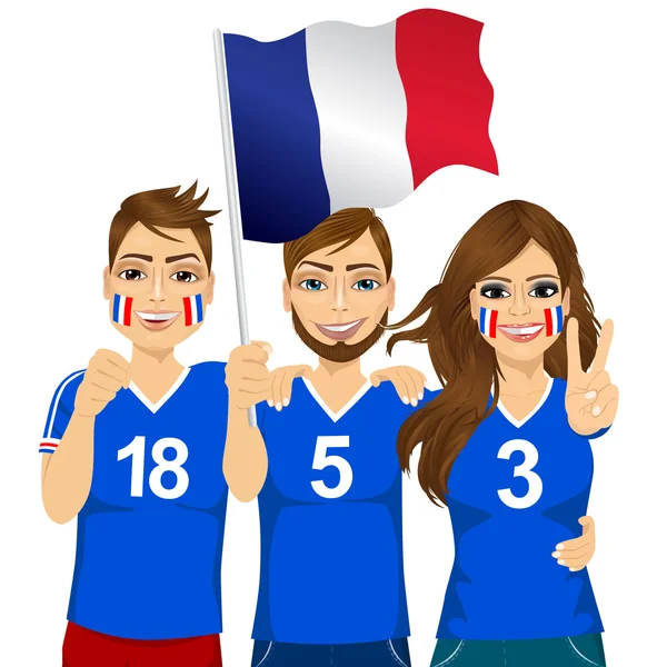 Jovens fãs de futebol francês — Vetor de Stock