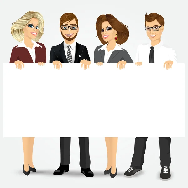 Empresarios con una cartelera en blanco — Vector de stock