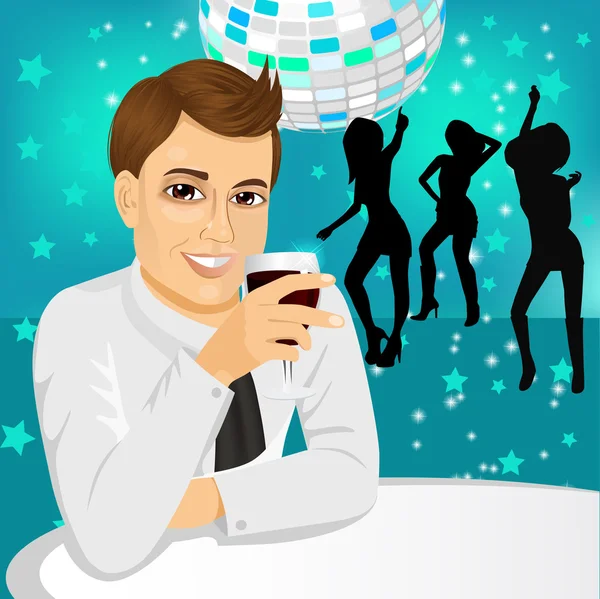 Podnikatel, pití vína na večírku — Stockový vektor