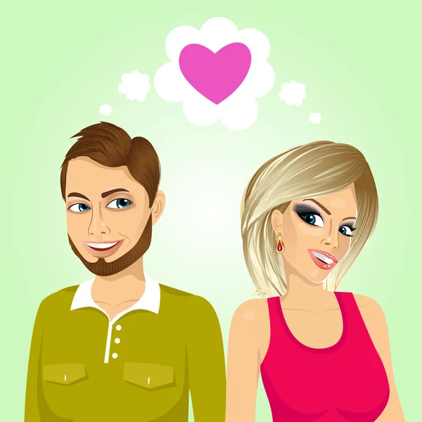 Young happy couple side by side — Stock Vector