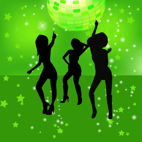 Taniec sylwetki kobiety w nocnym klubie — Wektor stockowy