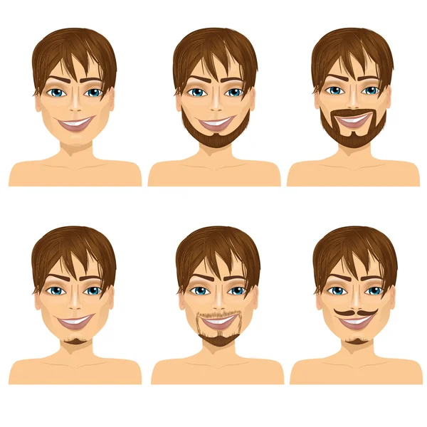 Homme avec différents styles de barbe — Image vectorielle