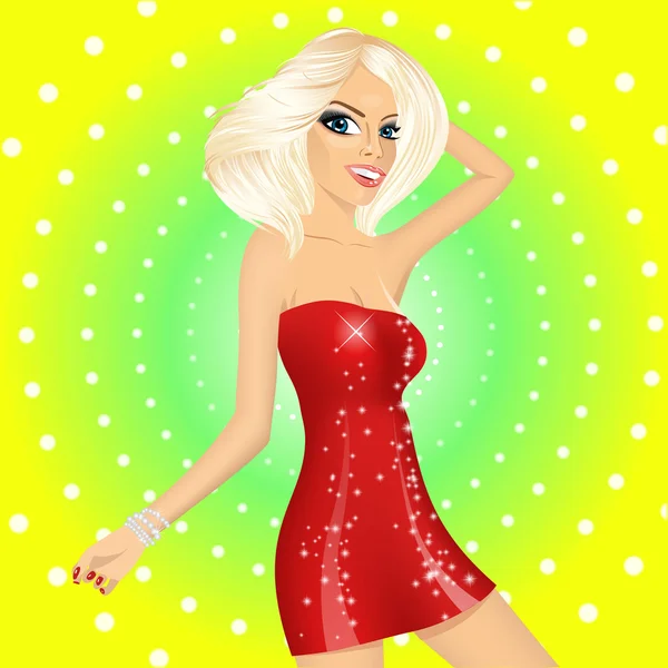 Blonde dame in de night club — Stockvector