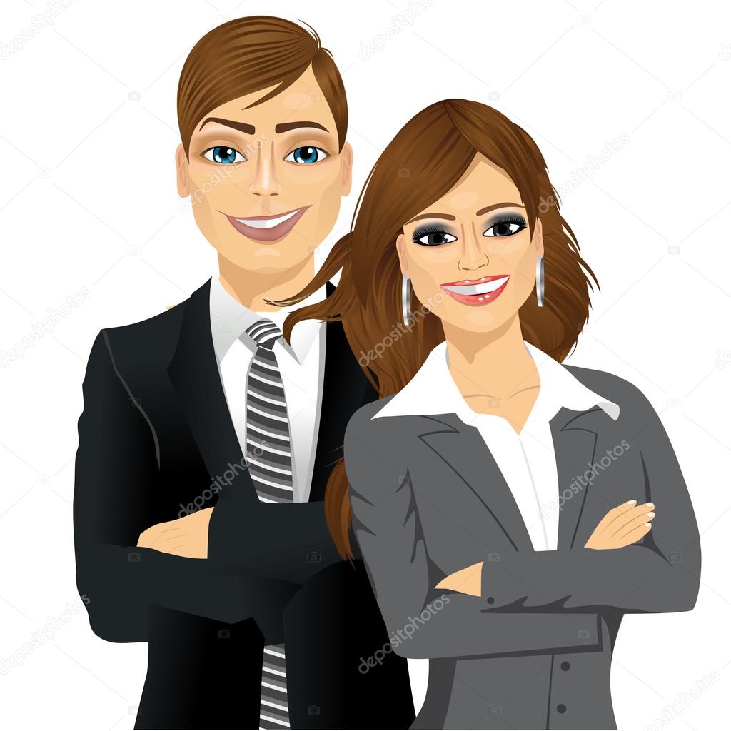 business people standing with arms folded