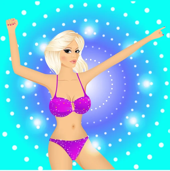 Blonde dame in de night club — Stockvector