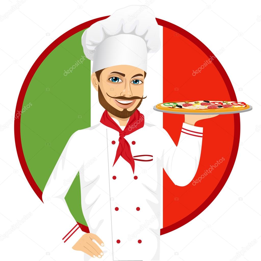 italian pizza chef with funny mustache