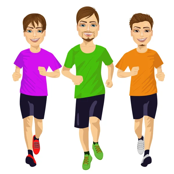 Joven corredor hombres corriendo al aire libre — Vector de stock
