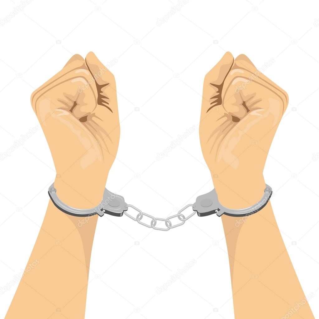 pair of hands in handcuffs