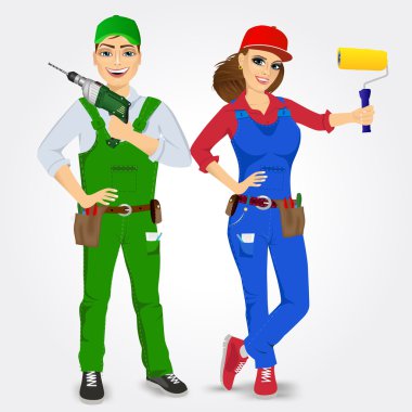 Tamirci ve handywoman portresi