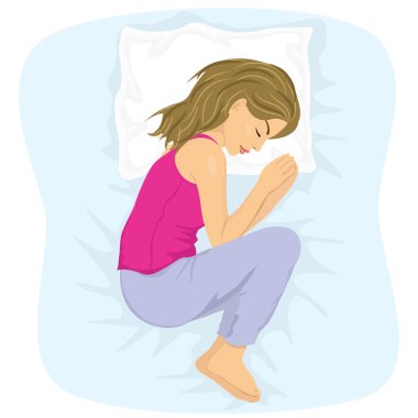woman sleeping in the fetal position clipart
