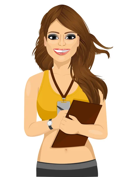 Female fitness trainer writing notes — Stock Vector