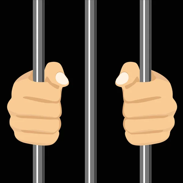 Person locked behind bars — Stock Vector