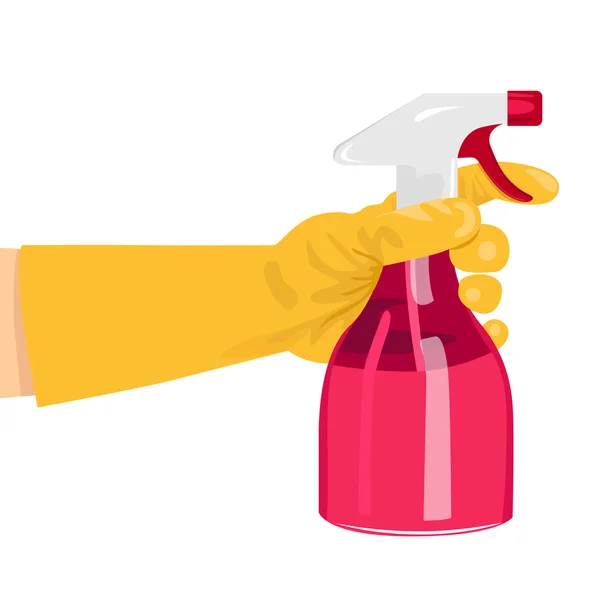 Hand met een roze spray fles — Stockvector