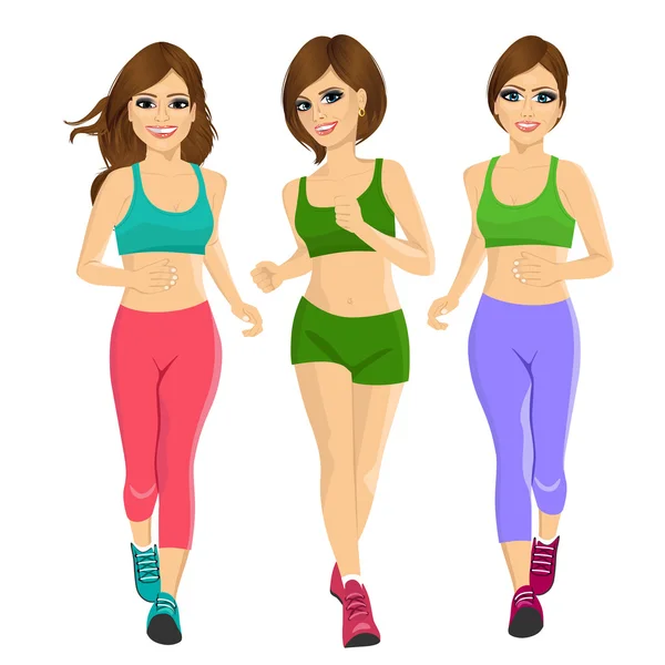 Young runner women running outdoors — Stock Vector