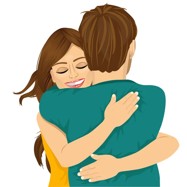 Attractive young hispanic woman hugging her man — Stock Vector