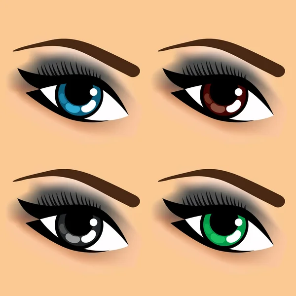 Quatro olhos com cores de olhos diferentes —  Vetores de Stock