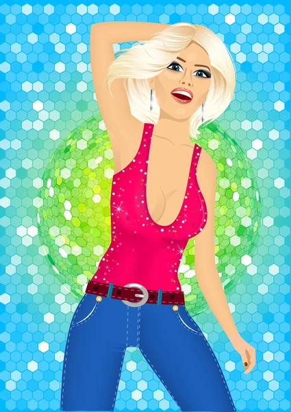 Sexy blonde meisje in nachtclub — Stockvector