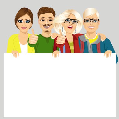 dört mutlu neşeli arkadaş beyaz afişini metni görüntüleme