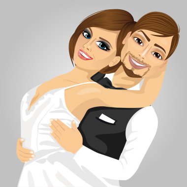 Gelin ve damat onların düğün günü romantik bir an olması