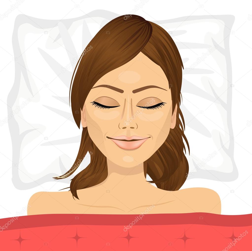 Young Brunette Woman Sleeping In Bed At Home Stock Vector By ©flint01 96991630