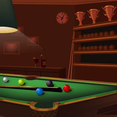 Yeşil Bilardo masası bilardo topları kompozisyonu