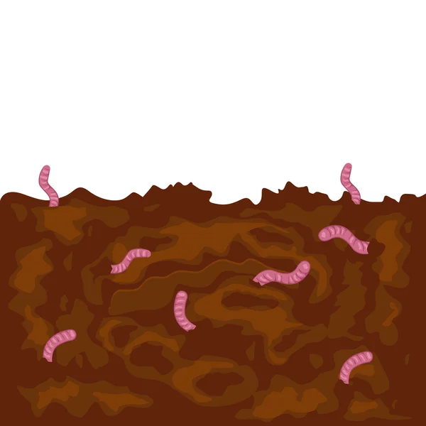 Pink worms in the ground — Stock Vector
