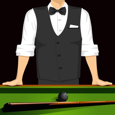 Bilardo masasında eğilerek adam
