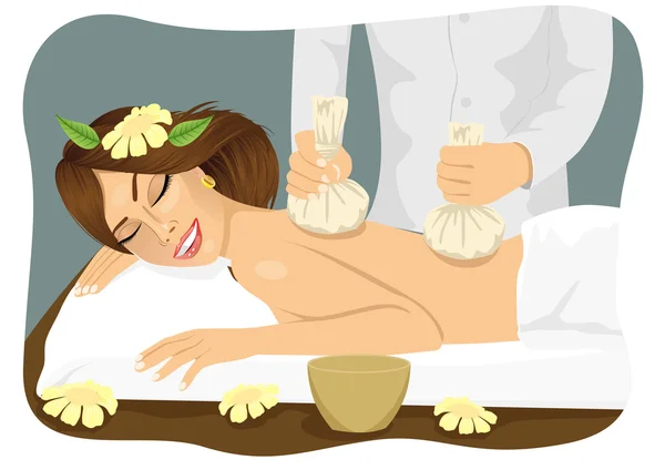 Thai herbal grötomslag massage — Stock vektor